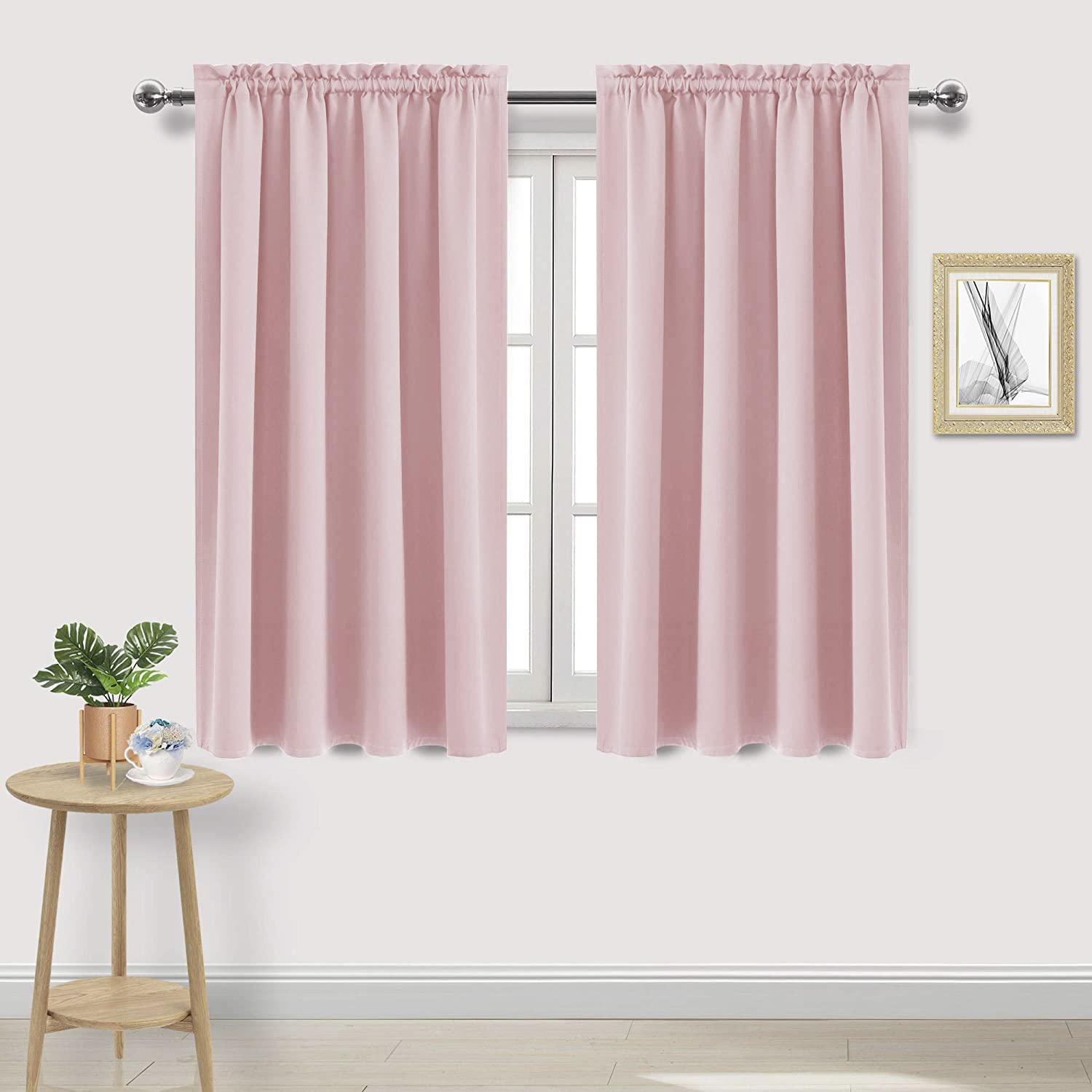 Dwcn Blackout Curtains - Thermal Insulated, Energy Saving & Noise Reducing Bedroom And Living Room Curtains, Blush Pink, W 52X L