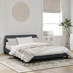vidaXL Double Bed Frame with Headboard - Dark Gray Velvet, Modern Bedroom Furniture, Easy Assembly, 59.8"x79.9"