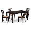East West Furniture LYAN5-CAP-C Lynfield 5 Piece Modern Set Includes a Rectangle Wooden Table with Butterfly Leaf and 4 Linen Fabric Dining Room Chairs, 36x66 Inch, Cappuccino