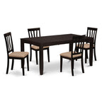 East West Furniture LYAN5-CAP-C Lynfield 5 Piece Modern Set Includes a Rectangle Wooden Table with Butterfly Leaf and 4 Linen Fabric Dining Room Chairs, 36x66 Inch, Cappuccino