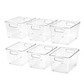 JOYZAN Plastic Storage Bins with Handle Clear Containers for Organizing