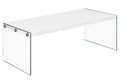 Monarch specialties , Coffee Table, Tempered Glass, Glossy White, 44'L