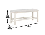 Steve Silver Furniture Hyland Traditional Counter Bench, Gray Upolstered Cushion Seating, Wood Bench, 1, White