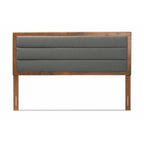 Baxton Studio Dexter Modern and Contemporary Dark Grey Fabric Upholstered and Walnut Brown Finished Wood King Size Headboard