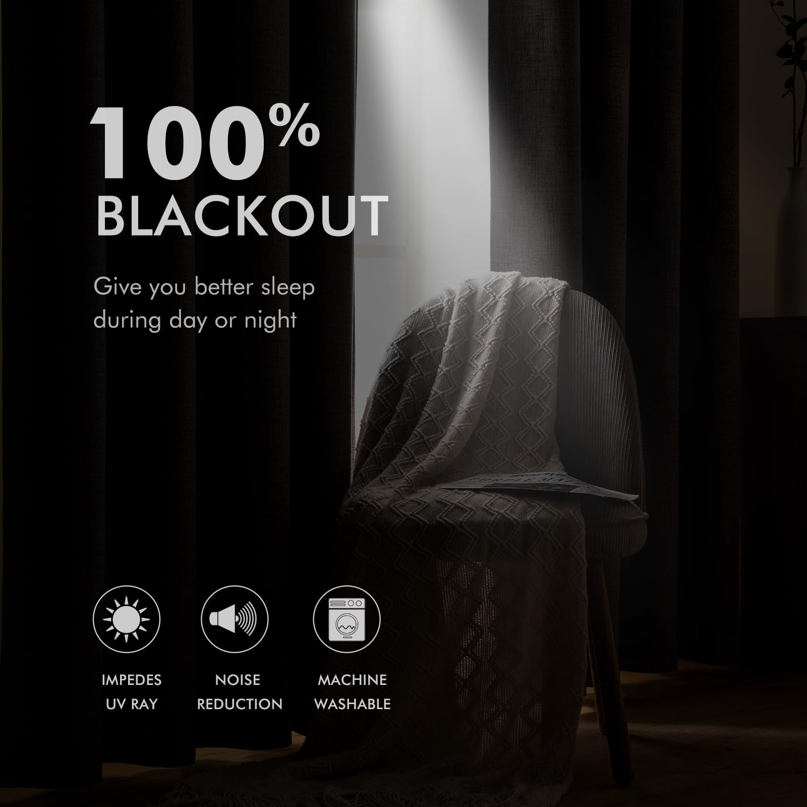 Miulee 100% Blackout Linen Textured Curtains For Bedroom Solid Thermal Insulated Warm Taupe Grommet Room Darkening Curtains & Drapes Luxury Decor For Living Room Nursery 42 X 84 Inch (2 Panels)