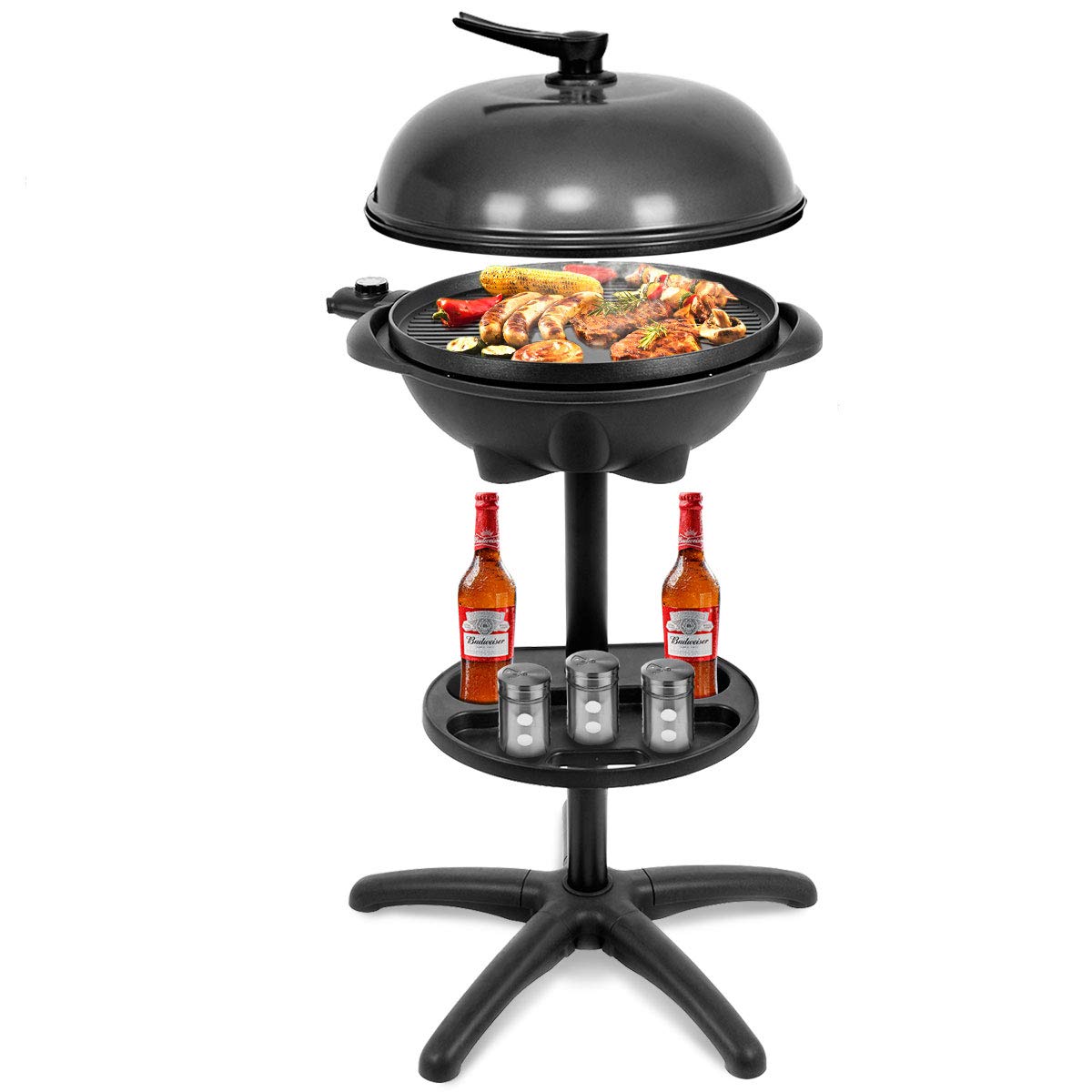Giantex Electric Grill Indoor Outdoor, Removable Non-Stick Grill Griddle Plate, 3 Cooking Zones, Temperature Control, Drip Tray,
