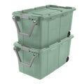 TAYNEVO Extra Large 40 Gallon Storage Bin with Wheels and Handle, HeavyDuty Plastic Rolling Storage Container, Pack of 2(Green)