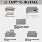 Issuntex 3 Pieces High Stretch Thicken Loveseat Couch Covers, Soft Sofa Slipcover For 2 Separate Cushion Couch, Jacquard Fabric