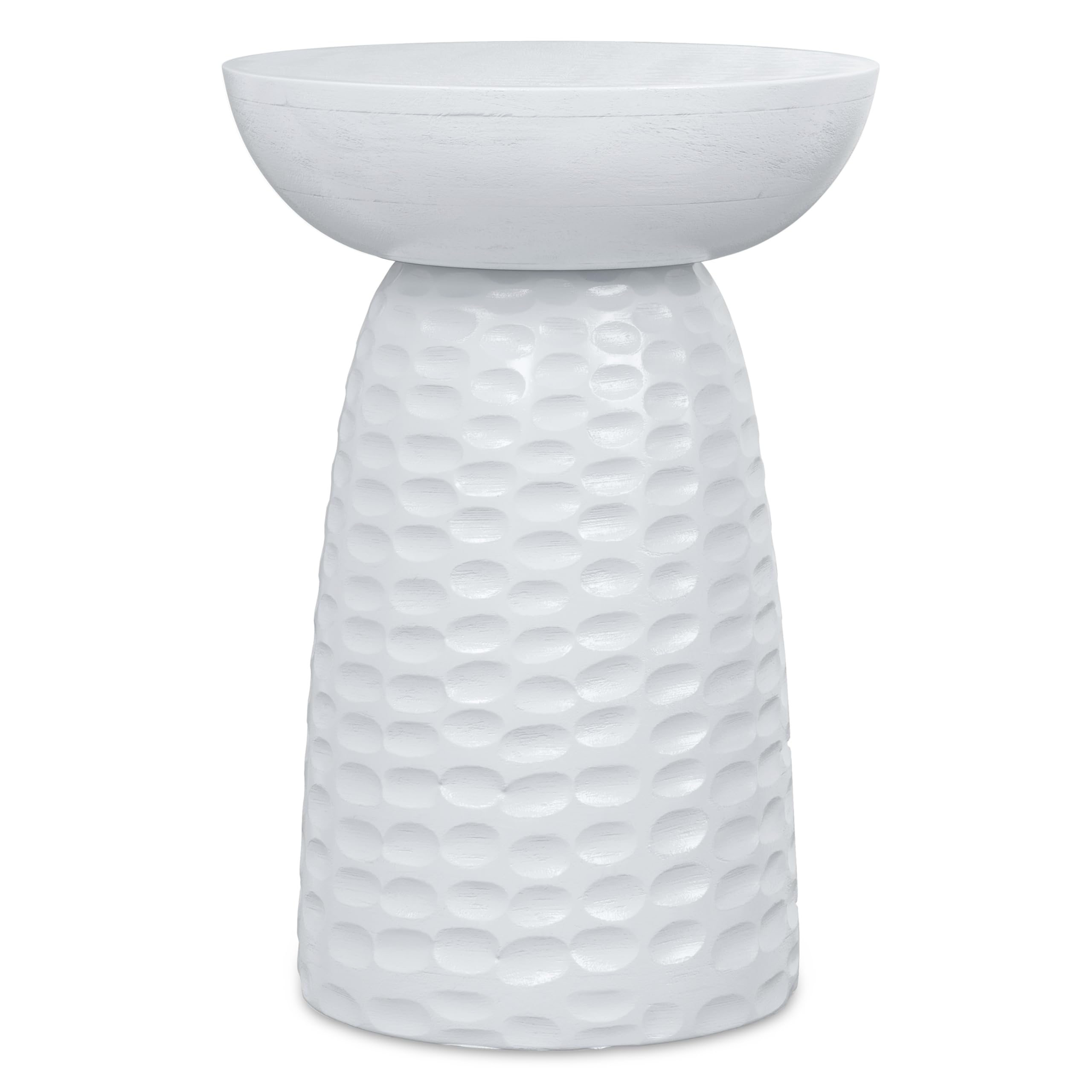 SIMPLIHOME Boyd Solid Mango Wood 13 inch Wide Round Contemporary Wooden Accent Table in White, Fully Assembled for The Living Ro