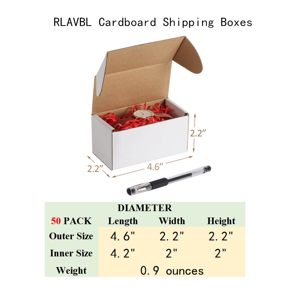 Rlavbl 50 Pack 4.6X2.2X2.2 Inches Small Shipping Boxes White Corrugated Cardboard Box For Small Business, Shipping, And Packing
