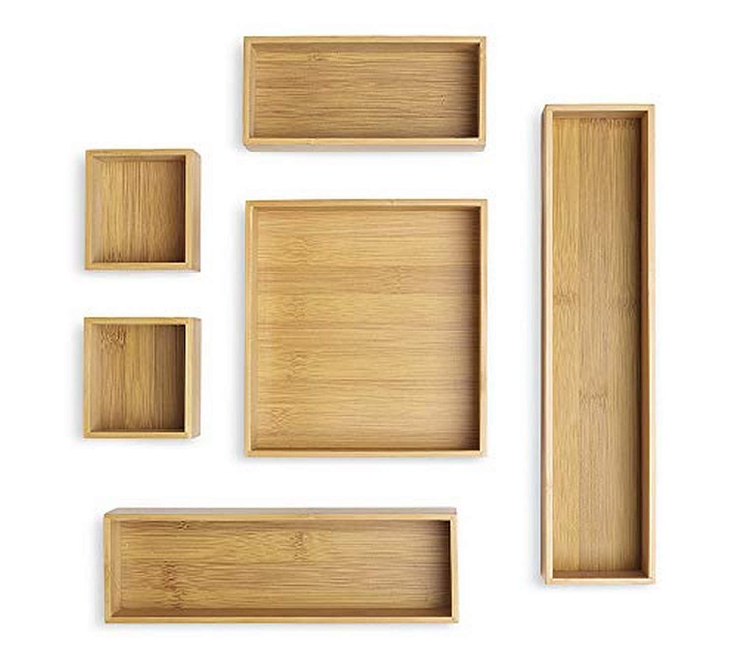 Whitmor 6-Piece Bamboo Drawer Organizers