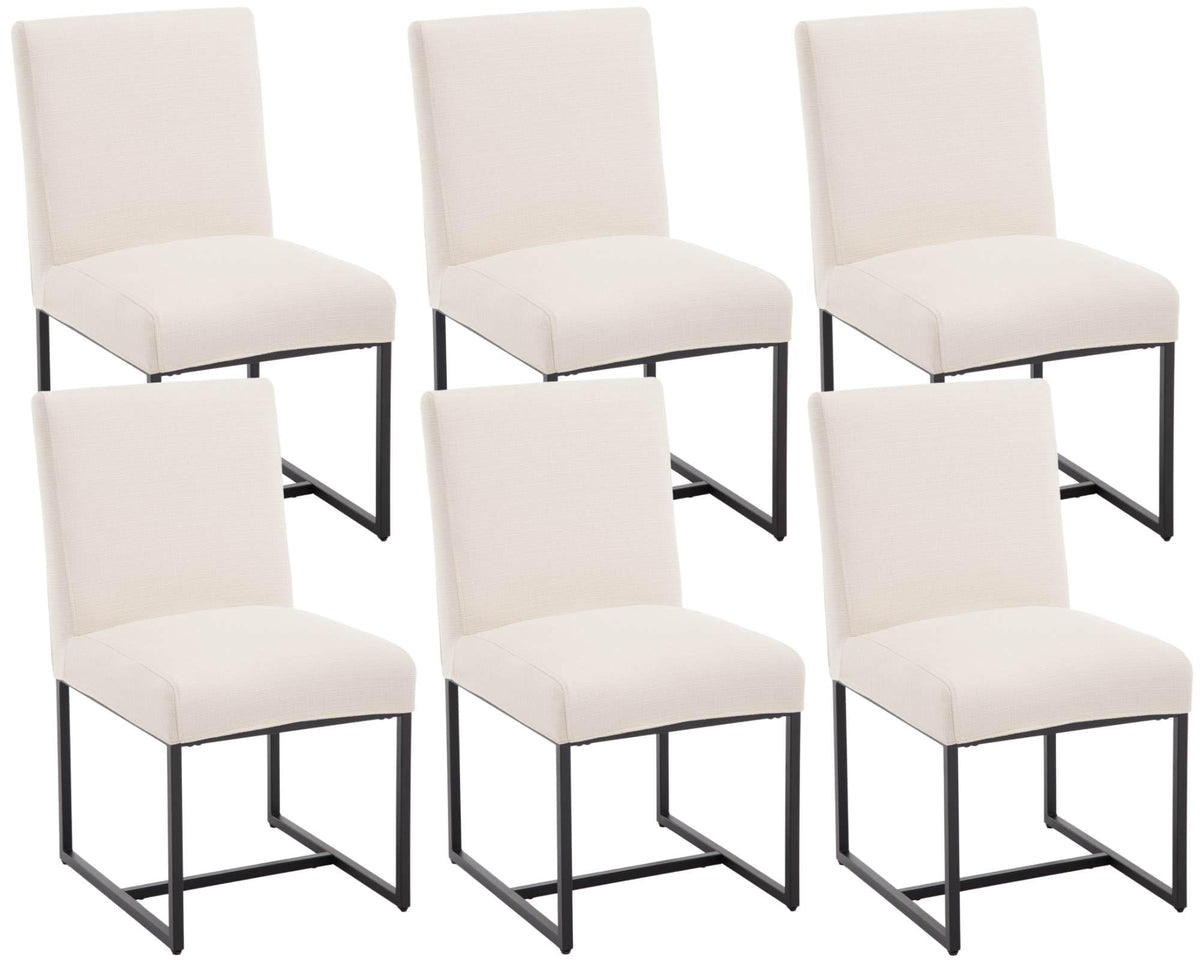 Vescasa Upholstered Dining Chairs Set Of 6 With Removable Chair Cover, Mid Century Modern Padded Chair With Black Metal Frame Fo