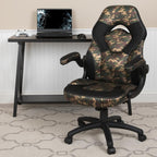 Flash Furniture X10 Gaming Chair Racing Office Ergonomic Computer Pc Adjustable Swivel Chair With Flip-Up Arms, Camouflage/Black Leathersoft