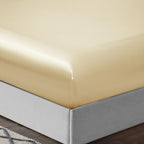 Treely 6 Piece Satin Sheets Full Size Silky Smooth Beige Satin Sheet Set With Deep Pocket, Satin Fitted Sheet, Flat Sheet, 4 Sat