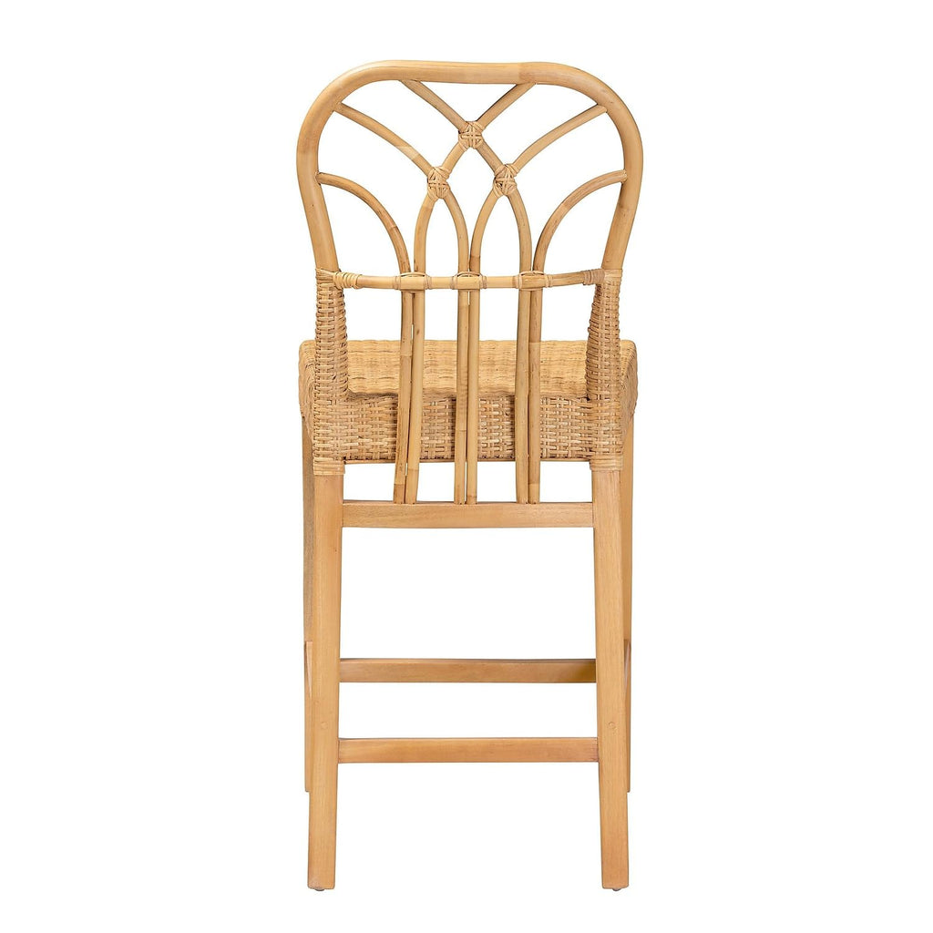 bali & pari Monaco Bohemian Natural Rattan Counter Stool, Natural (235-13138-HiT)