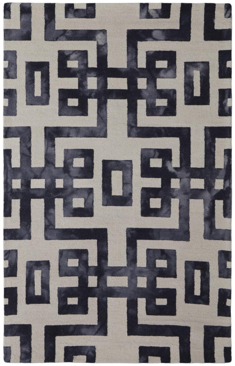 HomeRoots 515242 5 x 8 ft. Ivory & Black Wool Tufted Handmade Area Rug