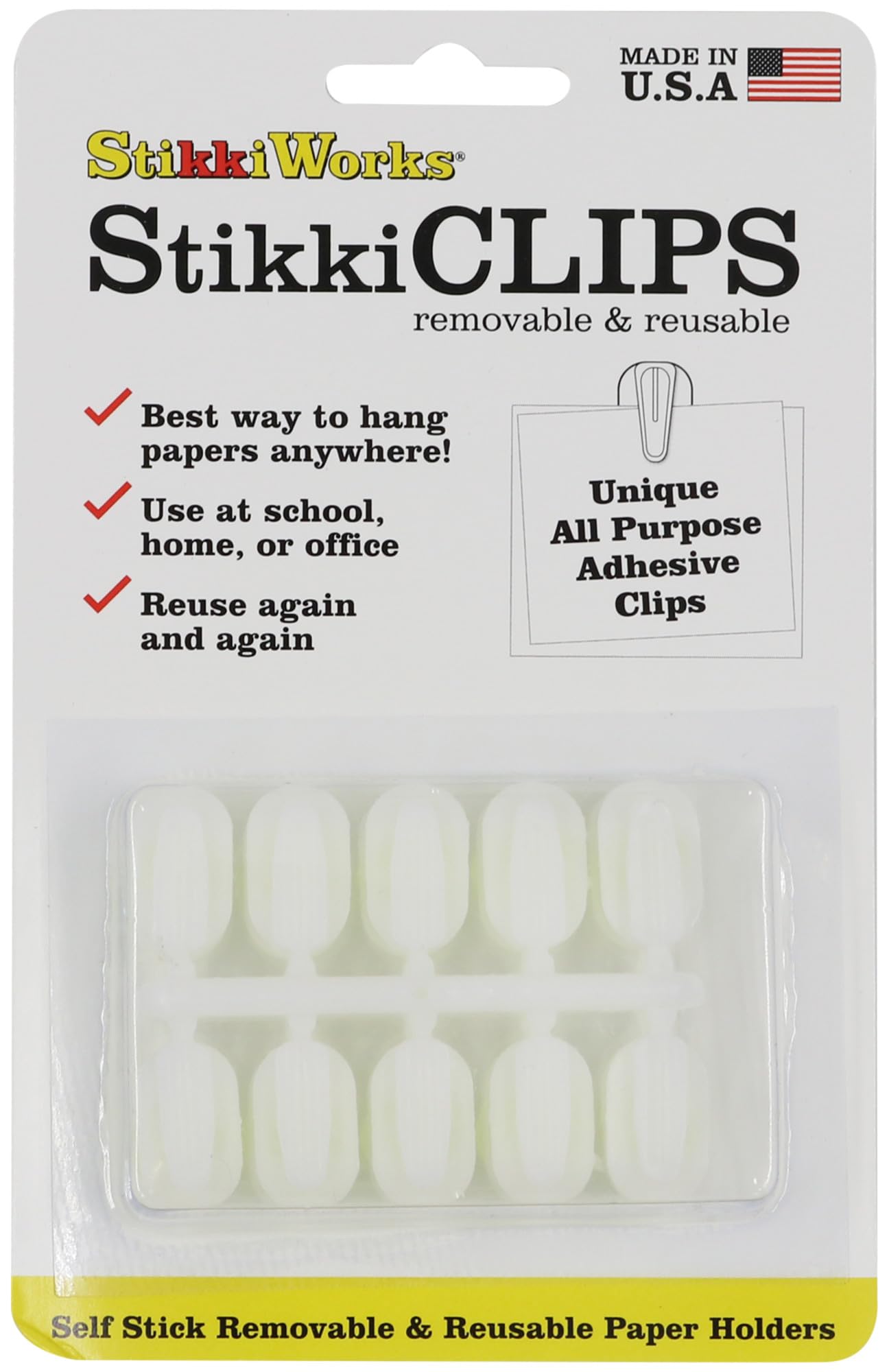 Stikki Works White Clips 20 Per Pack Teacher Classroom Aid