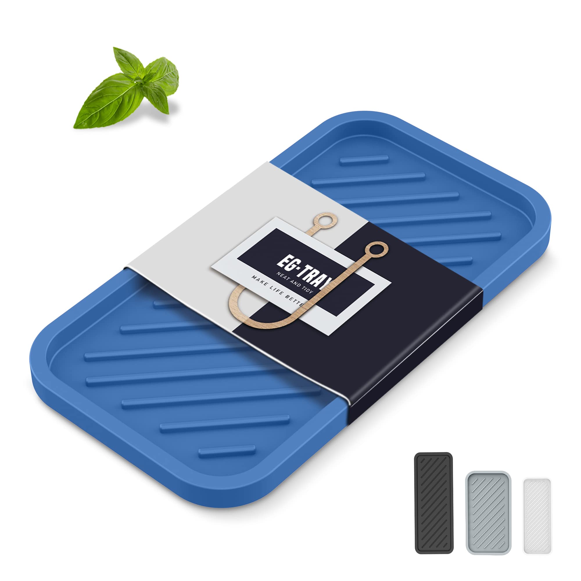 EG-SIPRO Silicone Sponge Holder,Large 10'' Kitchen Sink Organizer Tray Kitchen Soap Tray Soap Sponge Holder for Bathroom Counter