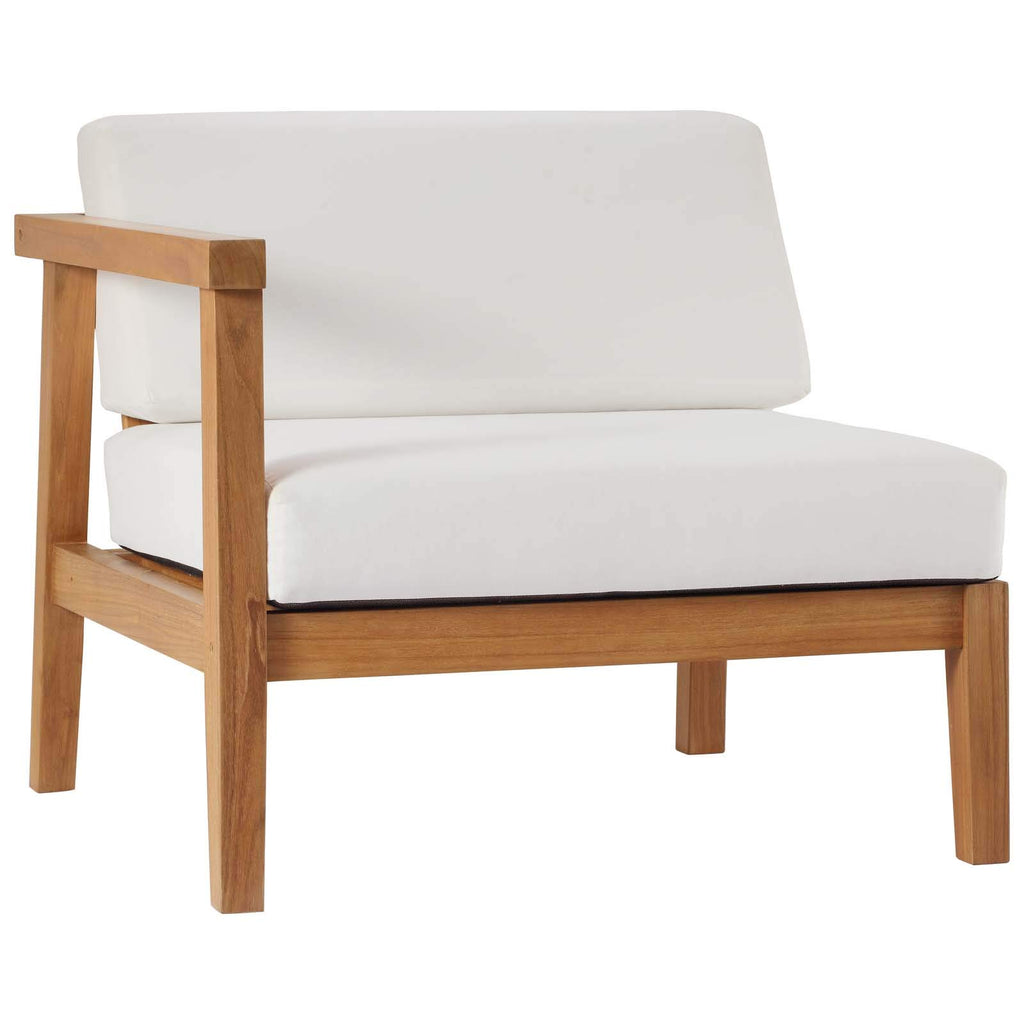 Modway Eei-4259-Nat-Whi-Set Bayport Patio Teak Wood 2-Seater Loveseat, 2 Piece Set, Natural White