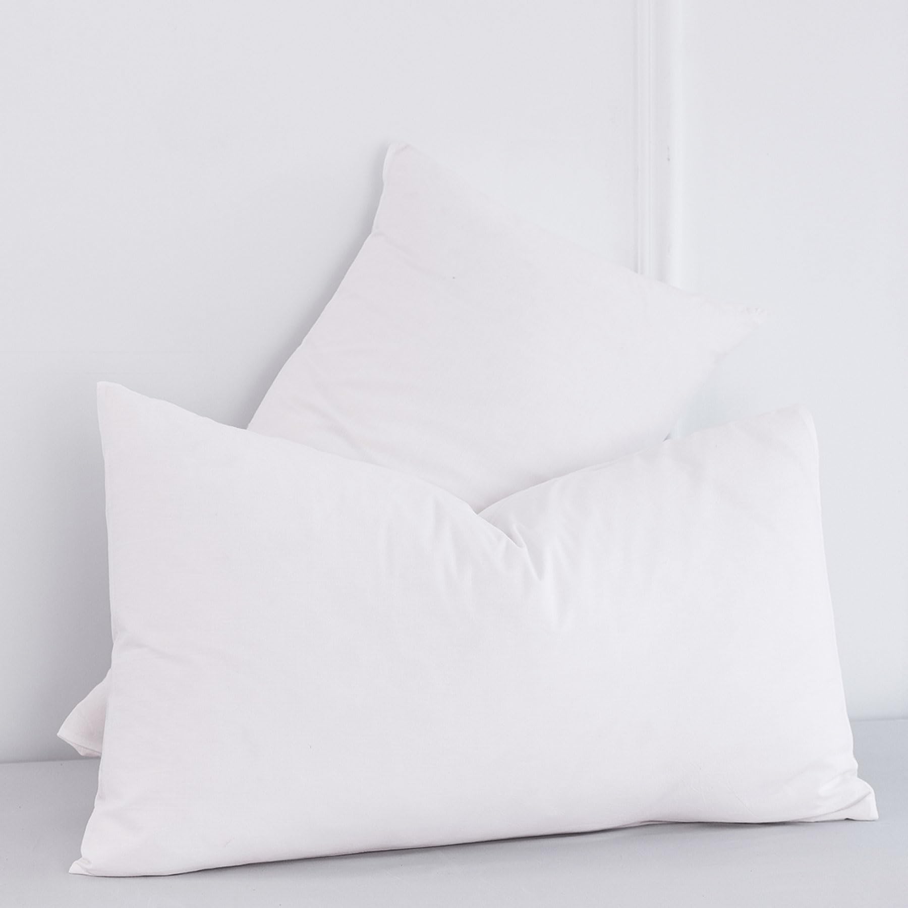 Moomee Bedding Pillowcases Pack Of 2 100% Washed Cotton Linen Like Textured Breathable Durable Soft Comfy (Bright White, Standar