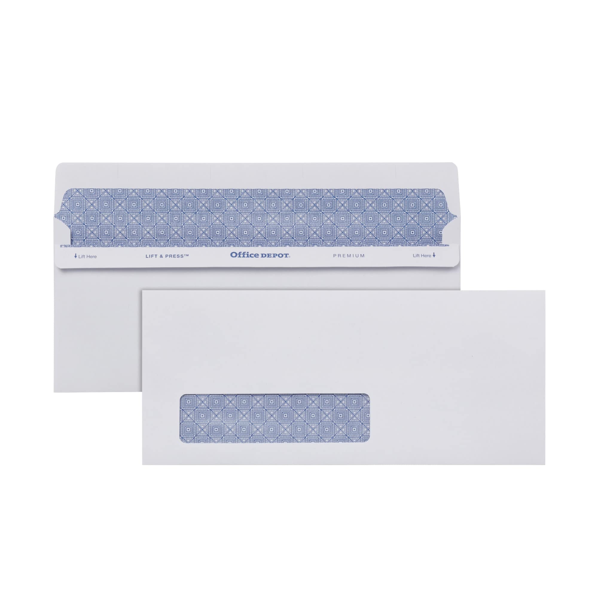 Office Depot 100% Recycled Lift Press(Tm) Window Envelopes, #10 (4 1/8In. X 9 1/2In.), White, Pack Of 250, 76172
