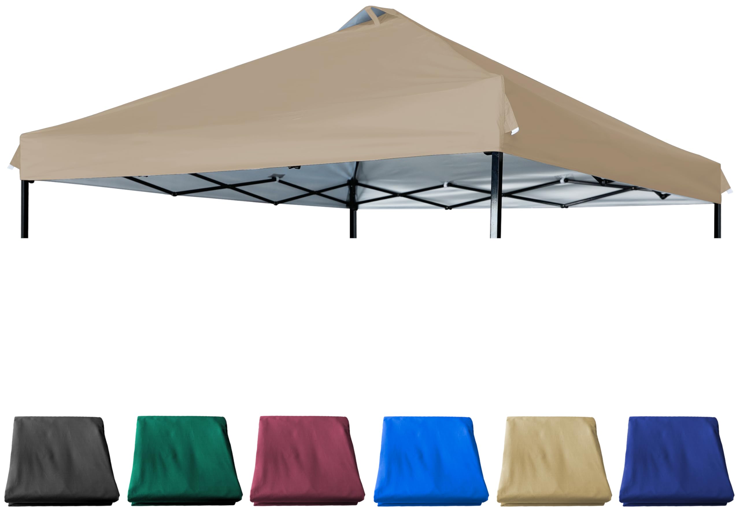 Jancanopy 10X10 Canopy Replacement Top With Air Vent Silver Coated For Straight Leg Canopy Frame, (Khaki)