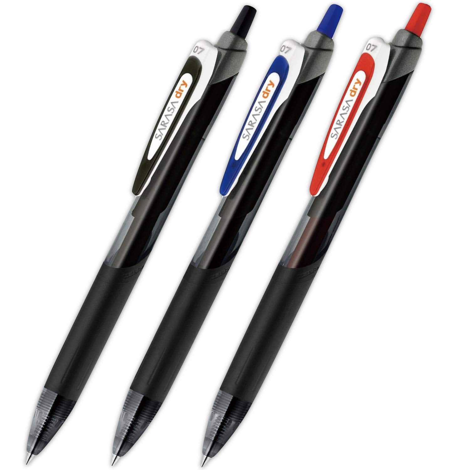Zebra Sarasa Dry Gel Ballpointpens 0.7Mm Ink Color(Black Blue Red) Pack Of 3