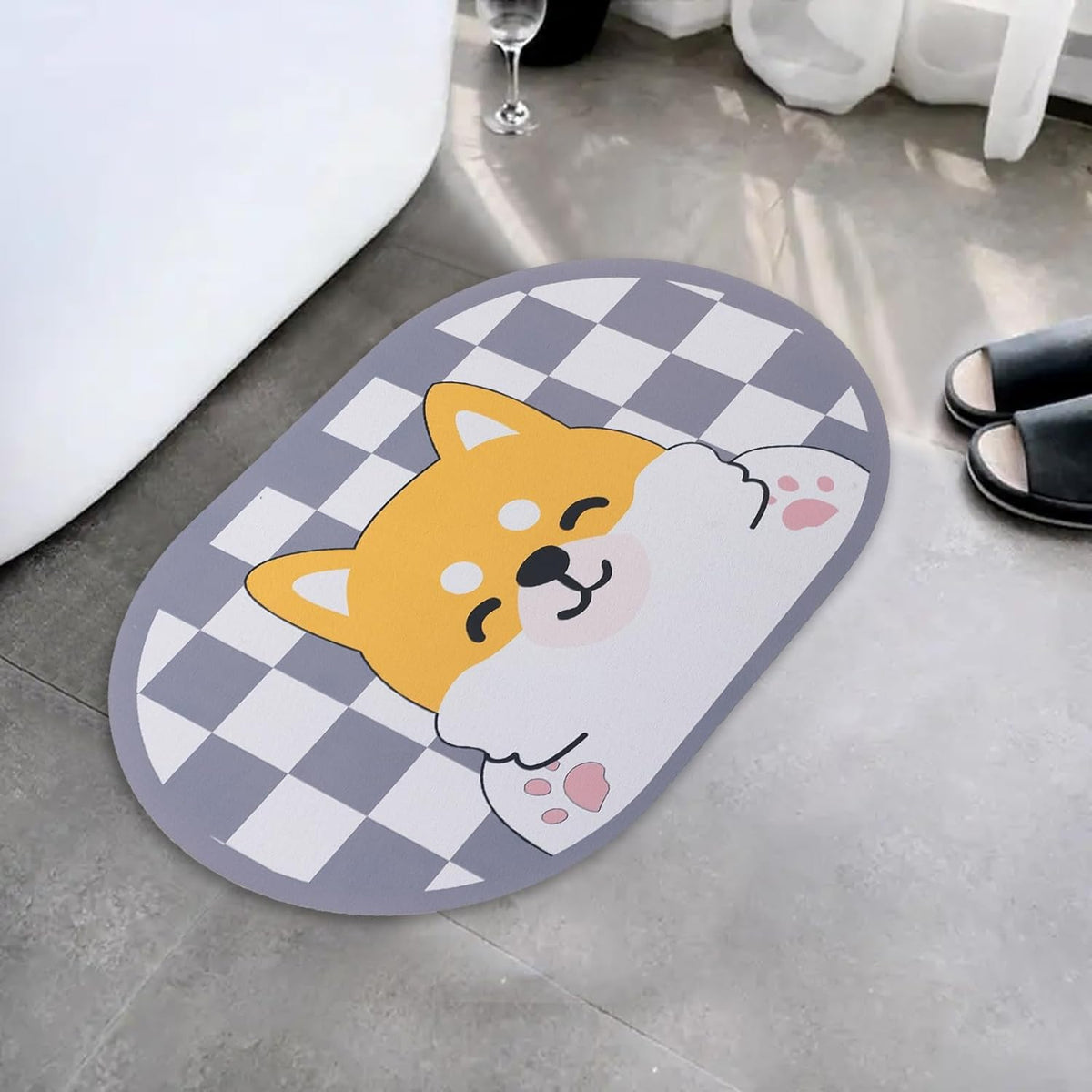 Heart Home Bath Mat | PVC Bathroom Mat | Shower Bath Mat | Floor Tub Mat | Diatom Mud Oval Mat | AntiSkid Shower Bathroom Mat |