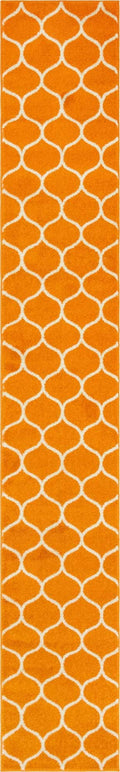 Unique Loom Trellis Frieze Collection Area Rug - Rounded (2' x 13' 1'' Runner Orange/Ivory)