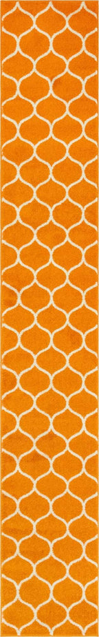 Unique Loom Trellis Frieze Collection Area Rug - Rounded (2' x 13' 1'' Runner Orange/Ivory)