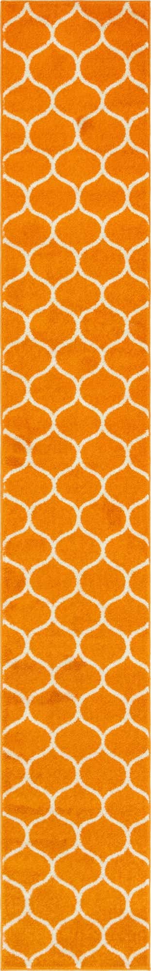 Unique Loom Trellis Frieze Collection Area Rug - Rounded (2' x 13' 1'' Runner Orange/Ivory)
