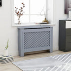 vidaXL Radiator Cover Anthracite, MDF with Water Base Lacquer Finish, Accommodates 44.1" x 7.5" x 32.1" Radiator Size, Modern Slatted Design