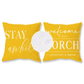 Tajwe Yellow Outdoor Pillow Covers Waterproof 16X16 Set Of 2 Welcome To Our Porch Stay Awhile Cushion Cases For Patio Furniture