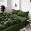 Dark Olive Green Full Comforter Set - 3 Piece Aesthetic Modern Bedding Set - All Season Farmhouse Soft & Lightweight Microfiber