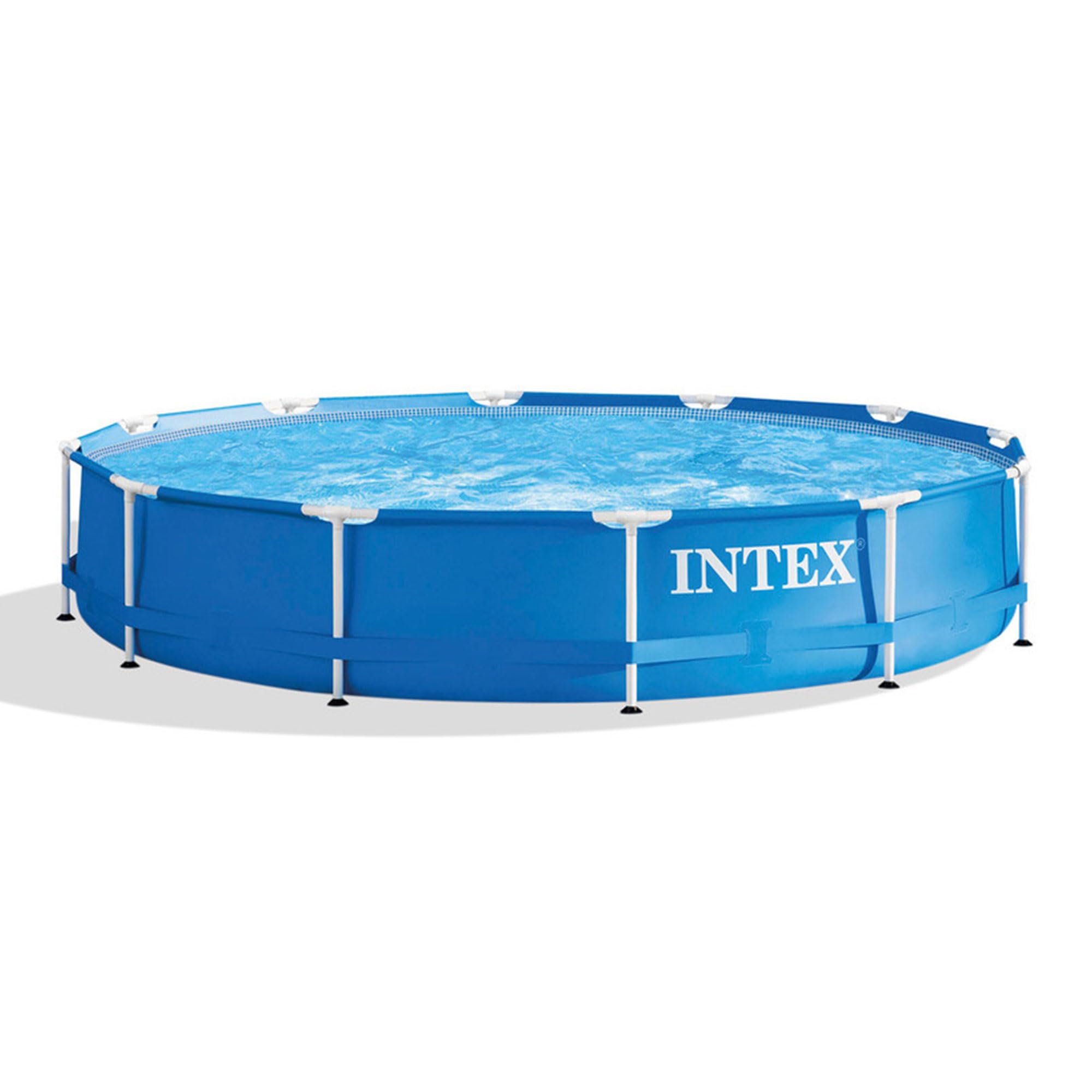 Intex Metal Frame 12 Ft X 30 In Round Above Ground Outdoor Backyard Swimming Family Pool For Kids And Adults Ages 6 And Up, Blue