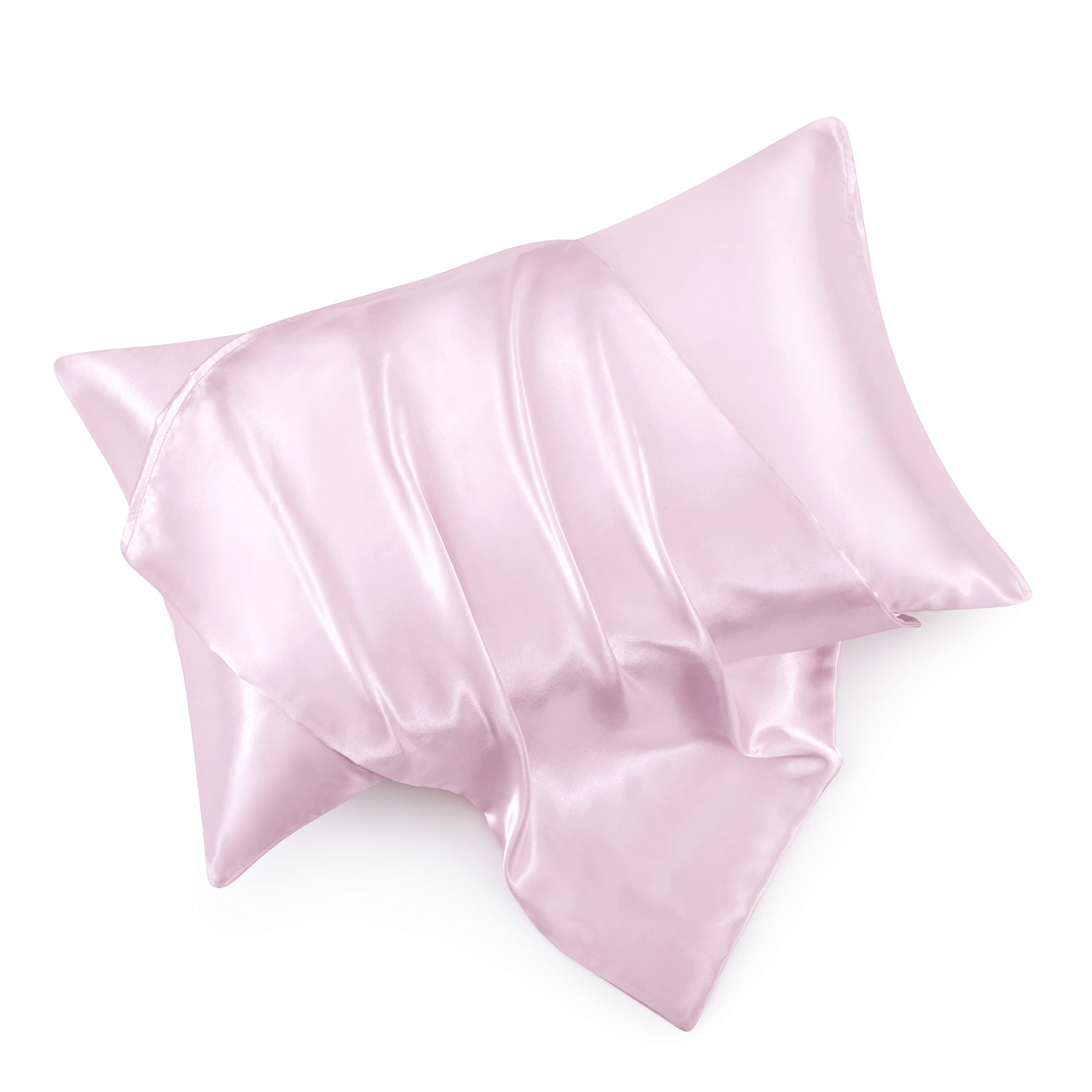 Hommxjf Pink Satin Pillowcase Standard Set Of 2 With Envelope Closure