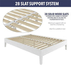 Steve Silver Furniture Nix Queen Platform Bed, 6.5-Inch Under Bed Clearance, Farmhouse, Contemporary, Mid-Century, Modern, Solid Pine Wood, Bedroom, 82.01" L x 62.48" W x 12.24" H, White