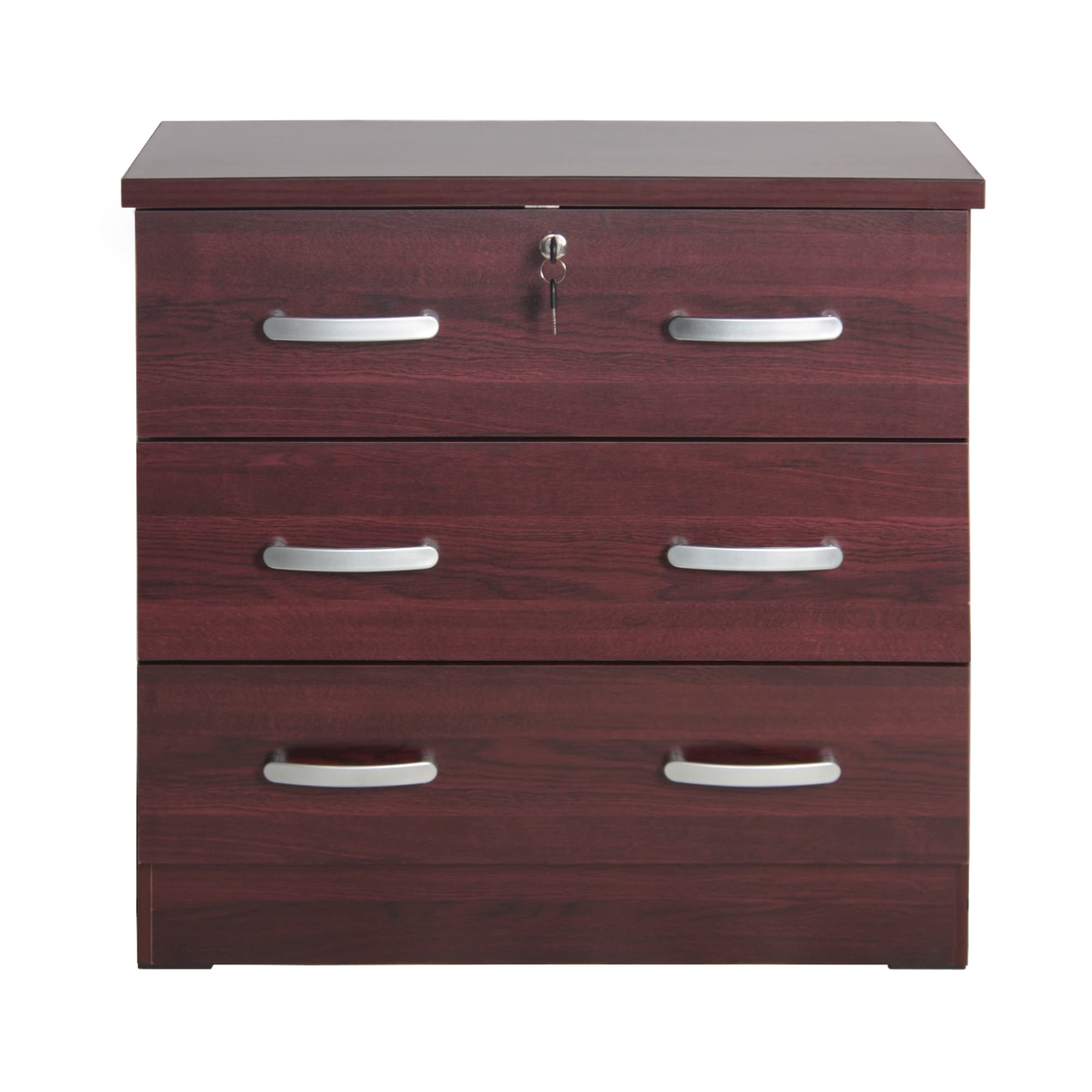 Better Home Products Cindy Wooden 3 Drawer Chest Bedroom Dresser In Mahogany