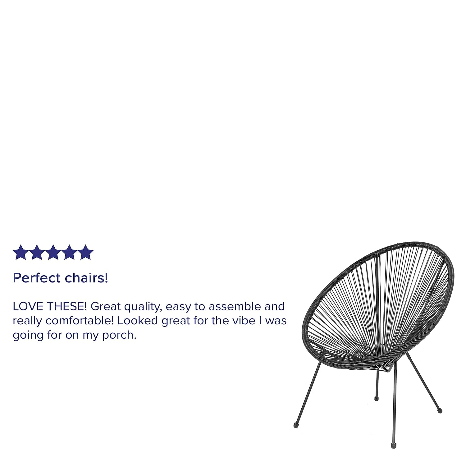 Flash Furniture Valencia Oval Comfort Series Take Ten Black Papasan Lounge Chair