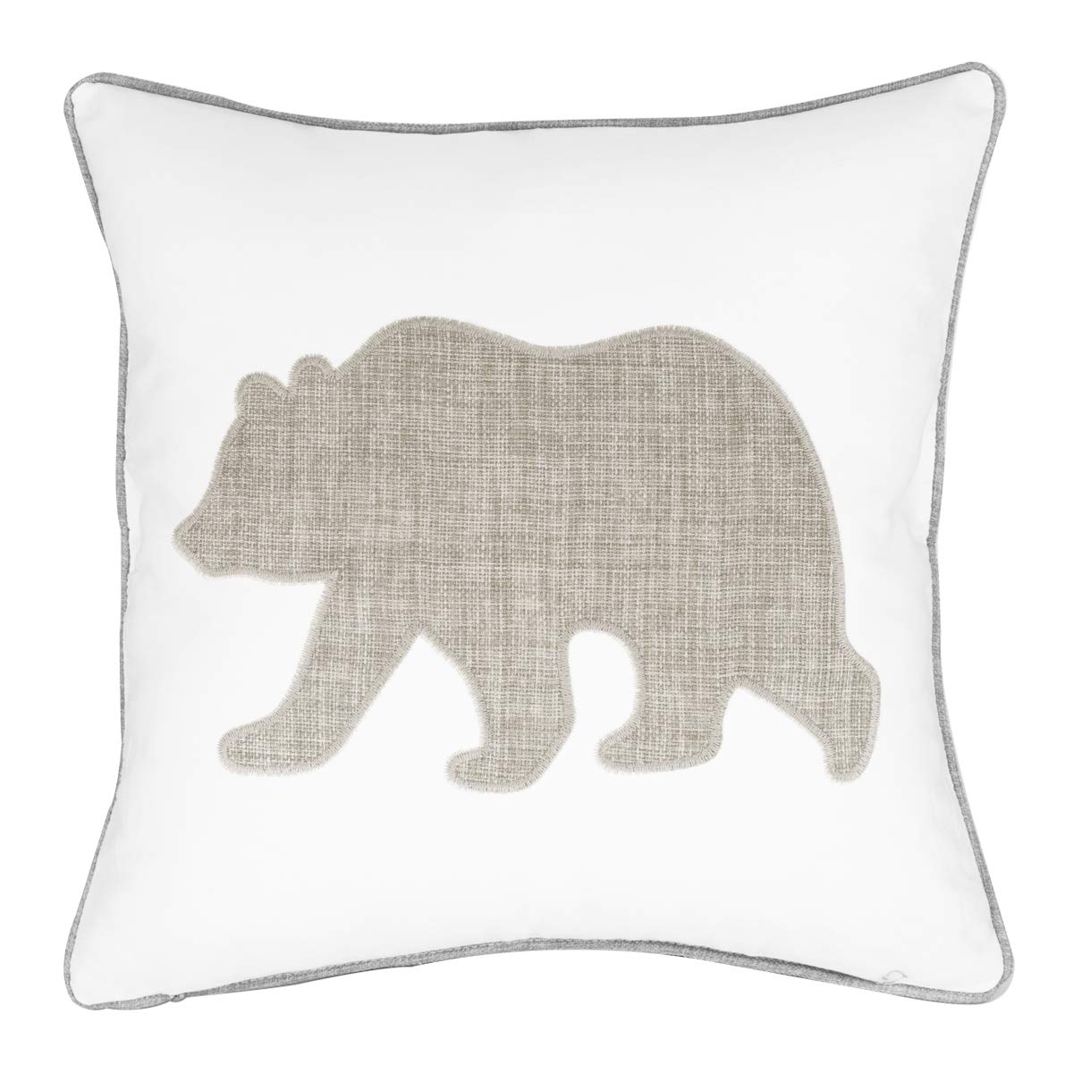 Millianess Animal Cotton Throw Pillow Covers Bear Pattren Embroidered 18X18 Inches For Couch Cushions Covers (White)