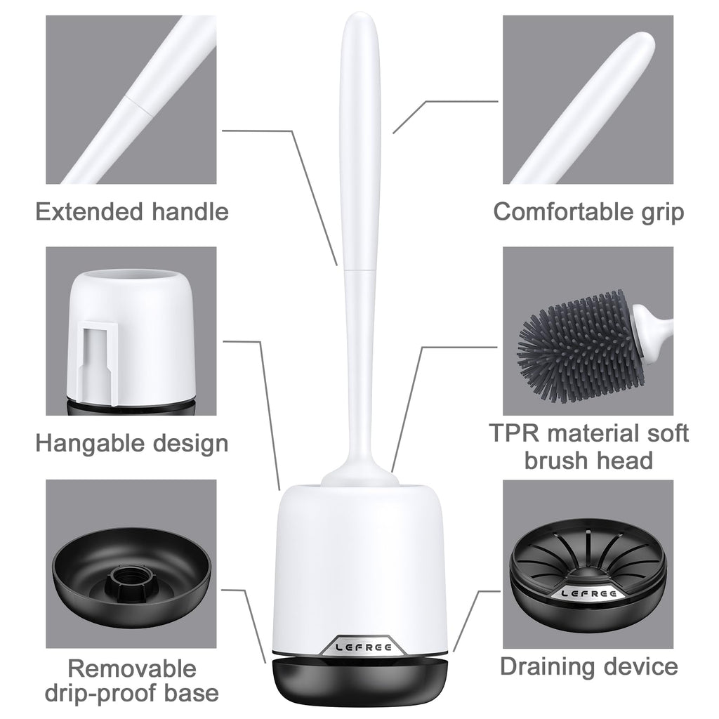 Lefree Toilet Brush, 2 Pack Toilet Brush,Silicone Toilet Bowl Brush And Holder Set With Ventilated Holder, Toilet Brush Set For