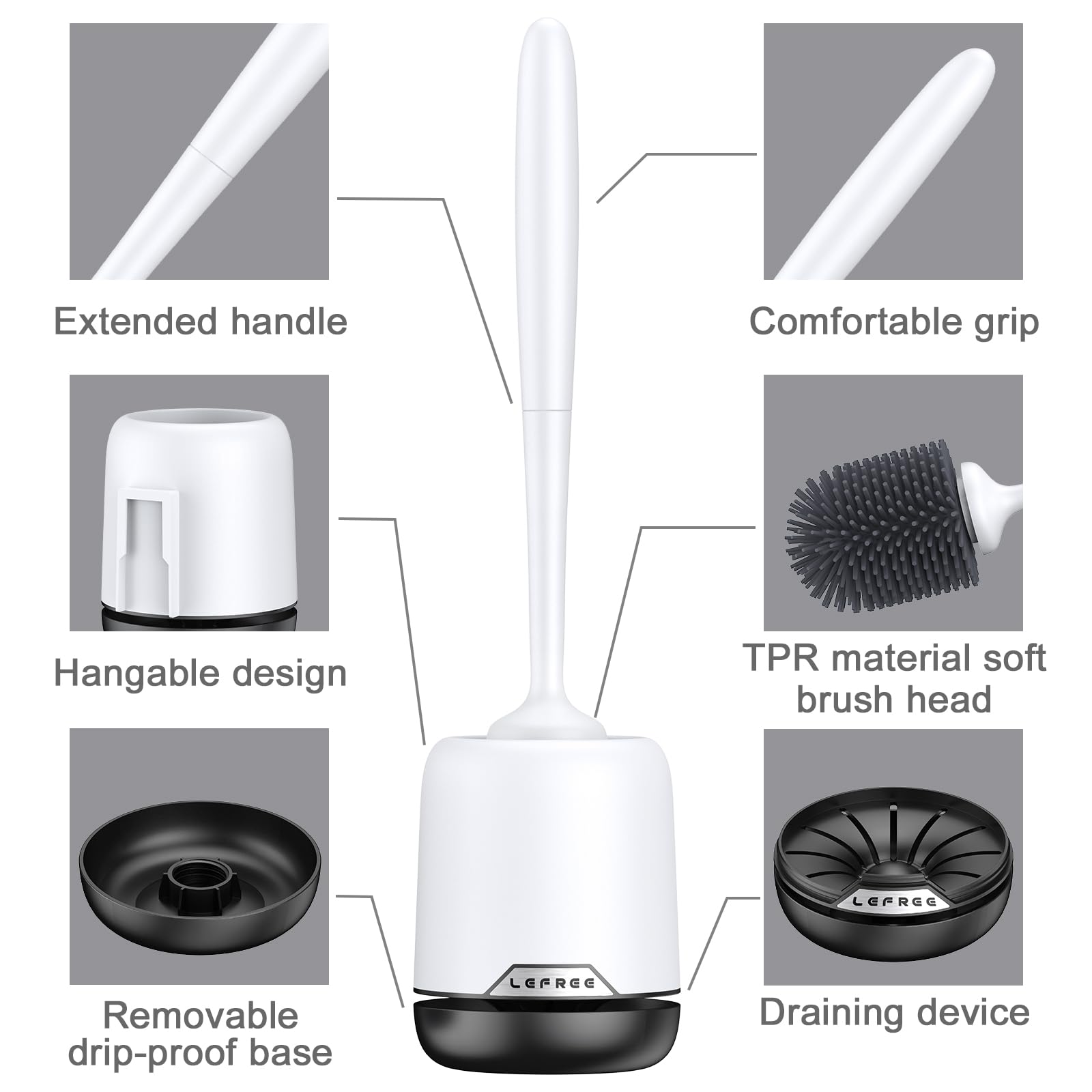Lefree Toilet Brush, 2 Pack Toilet Brush,Silicone Toilet Bowl Brush And Holder Set With Ventilated Holder, Toilet Brush Set For