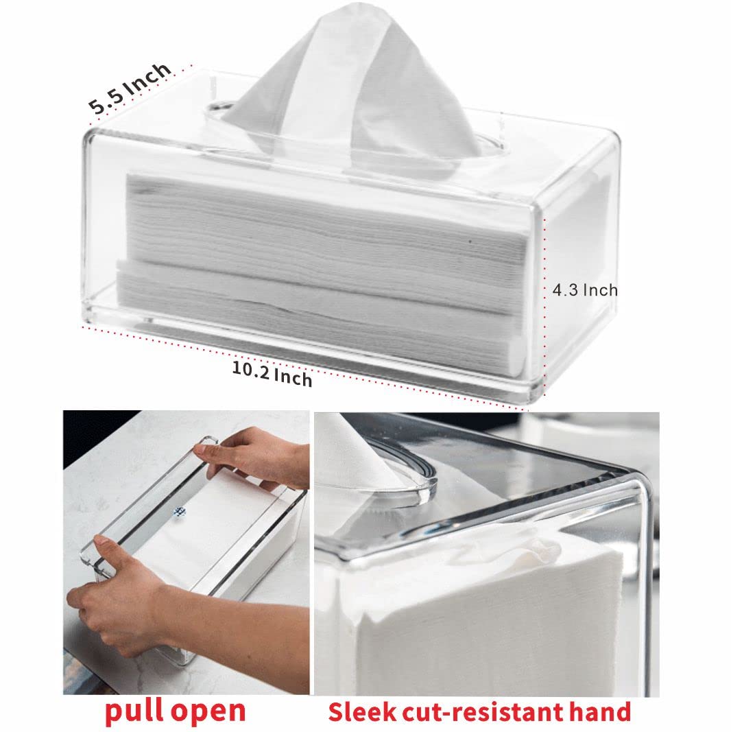 Clear Acrylic Tissue Box Holder With Cover Facial Tissue Dispenser Box Case For Countertop,Clear Plastic Dryer Sheet Container N