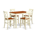 East West Furniture YAQU5-WHI-W 5 Piece Kitchen Counter Height Dining Table Set Includes a Rectangle Dining Room Table and 4 Wooden Seat Chairs, 30x48 Inch, Buttermilk & Cherry