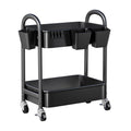 2 Tier Utility Rolling Cart, Storage Organizer Sofa Side Table with Wheels, Under Desk Mobile Trolley Organizer with Handle for 