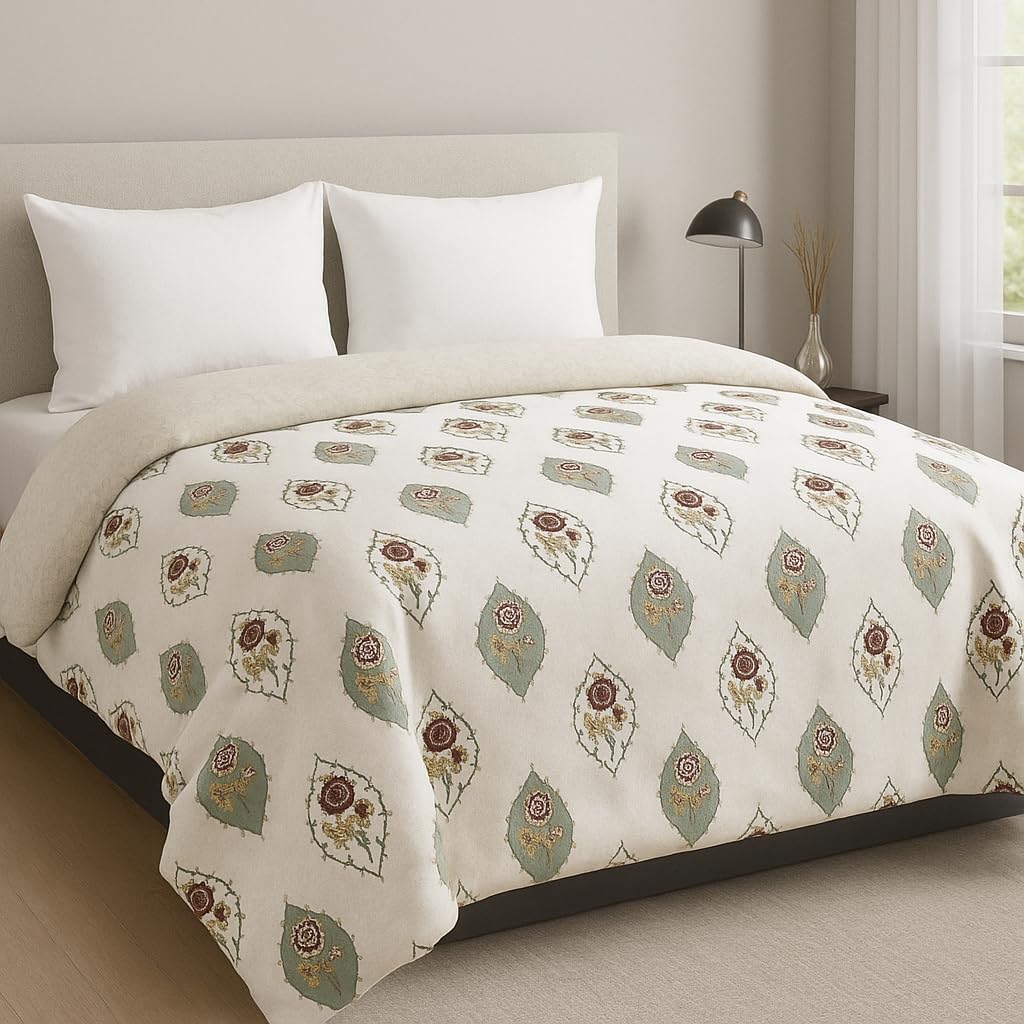 Amazon Brand  Umi Super Soft Cotton Reversible Double 84X96(Inches),Lahariya Fabric Edging/Piping Dohar,Flannel Dohar Throws fo