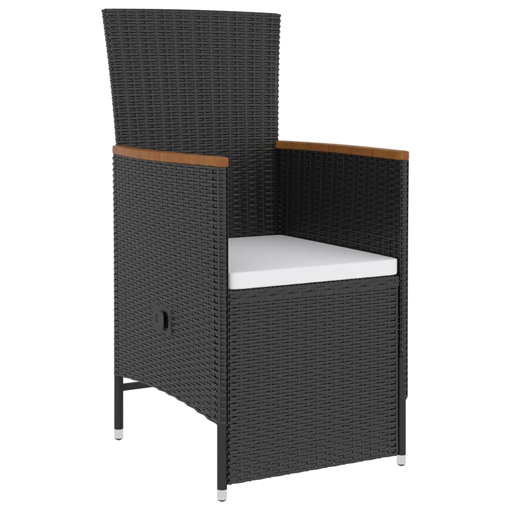 vidaXL Patio Dining Set with Cushions 5 Piece Garden Balcony Backyard Terrace Dinner Dinette Outdoor Table Chair Furniture Set Poly Rattan Black