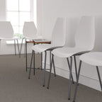 Flash Furniture 288WH Series Polypropylene Stackable Chair With Silver Frame, White