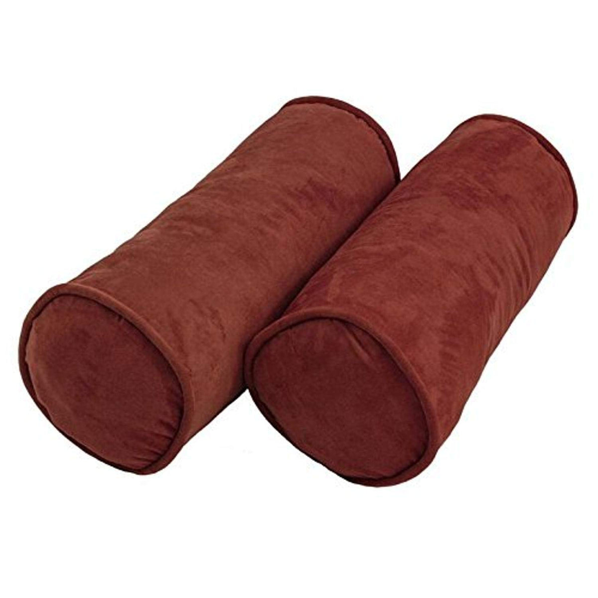 Blazing Needles Corded Microsuede Bolster Pillow, 20&quot; x 8&quot;, Red Wine 2 Count