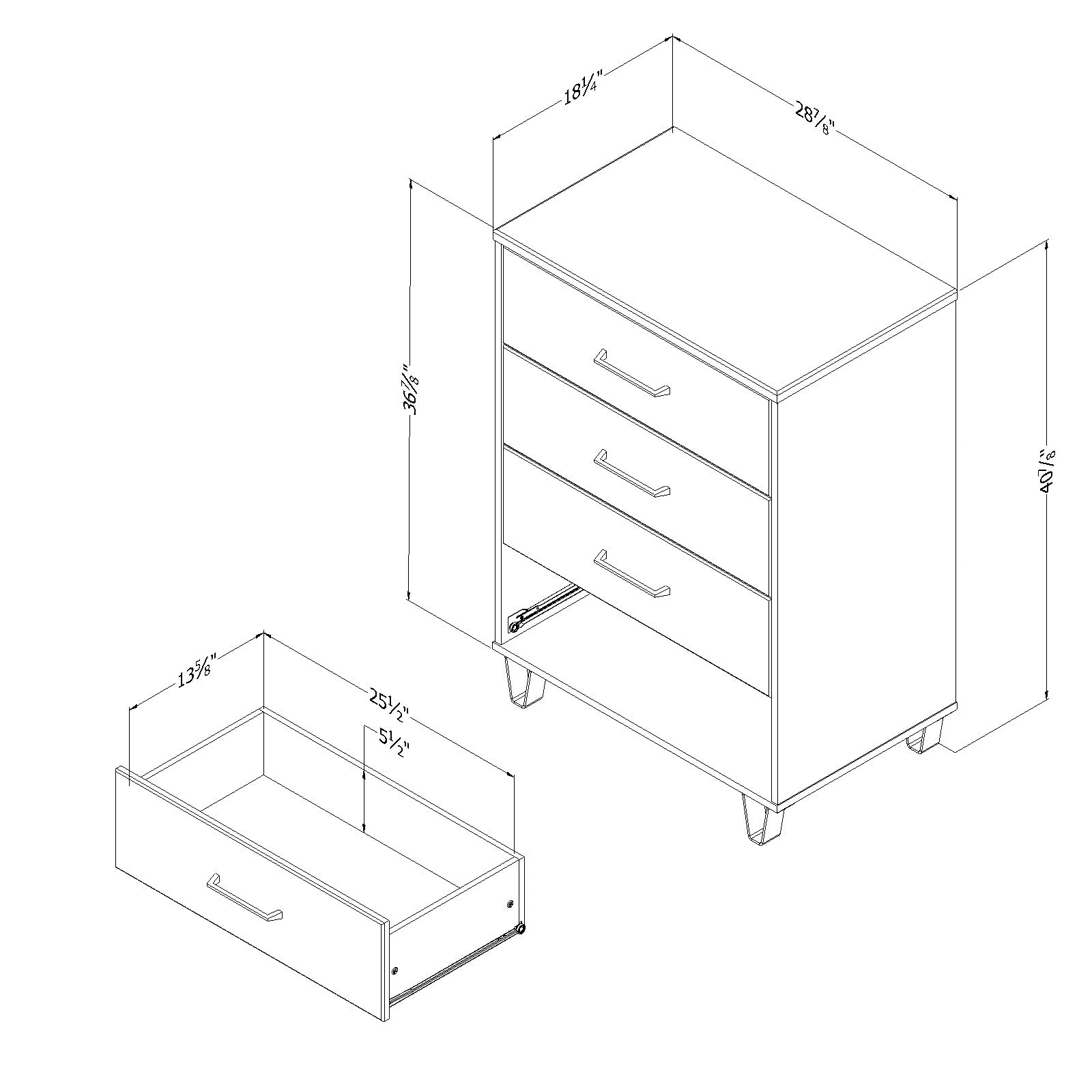 South Shore Arlen 4-Drawer Chest, Weathered Oak and Matte Black